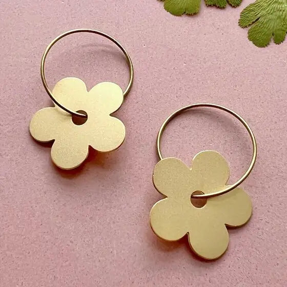 Gold Flower Hoop Earrings - THE BRISTOL ARTISAN