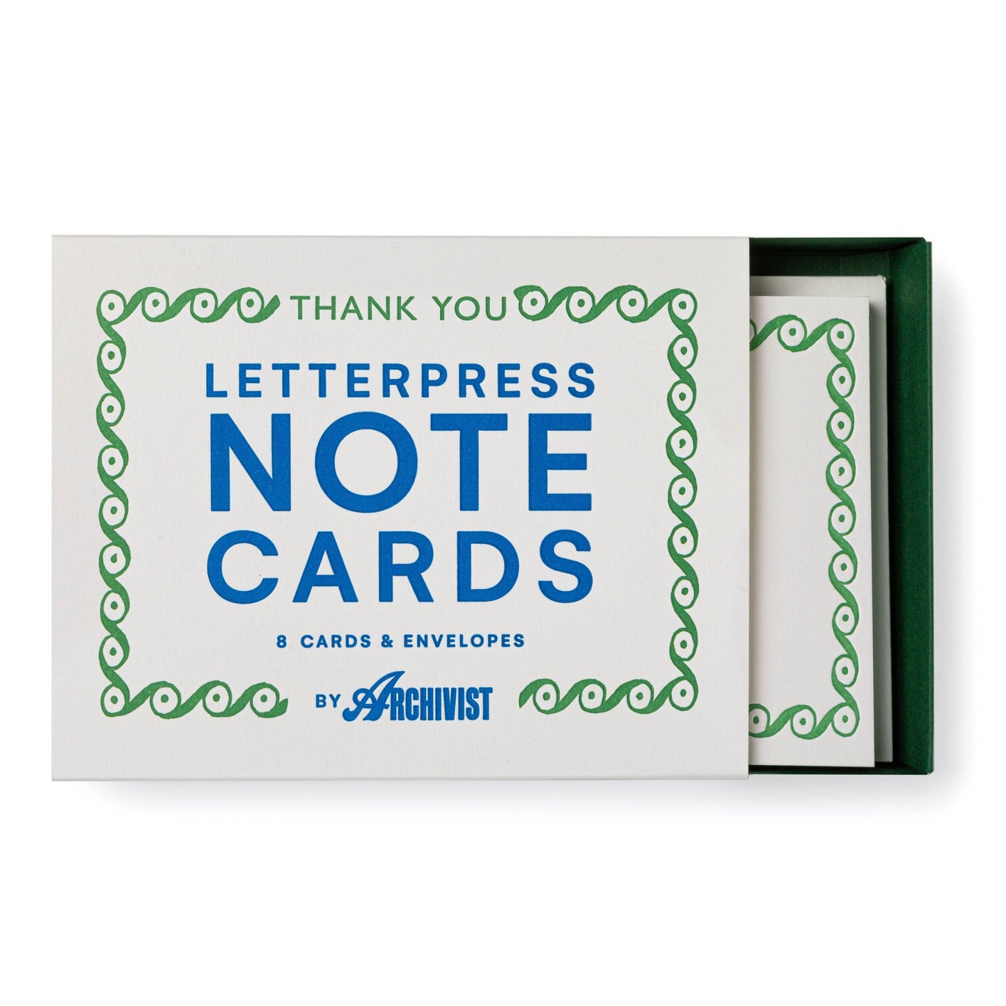 ‘Thank You’ Green Notecards Set - THE BRISTOL ARTISAN