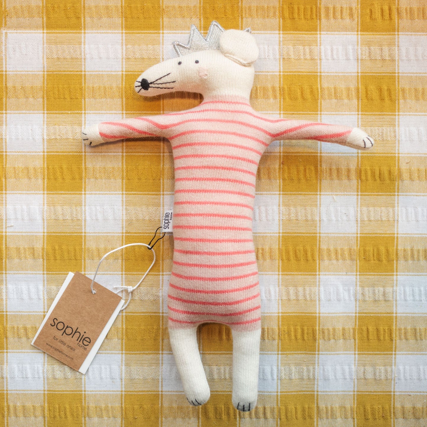 Cotton Knit Stuffed Animal Soft Toy - Party Mouse - The Bristol Artisan Handmade Sustainable Gifts and Homewares.