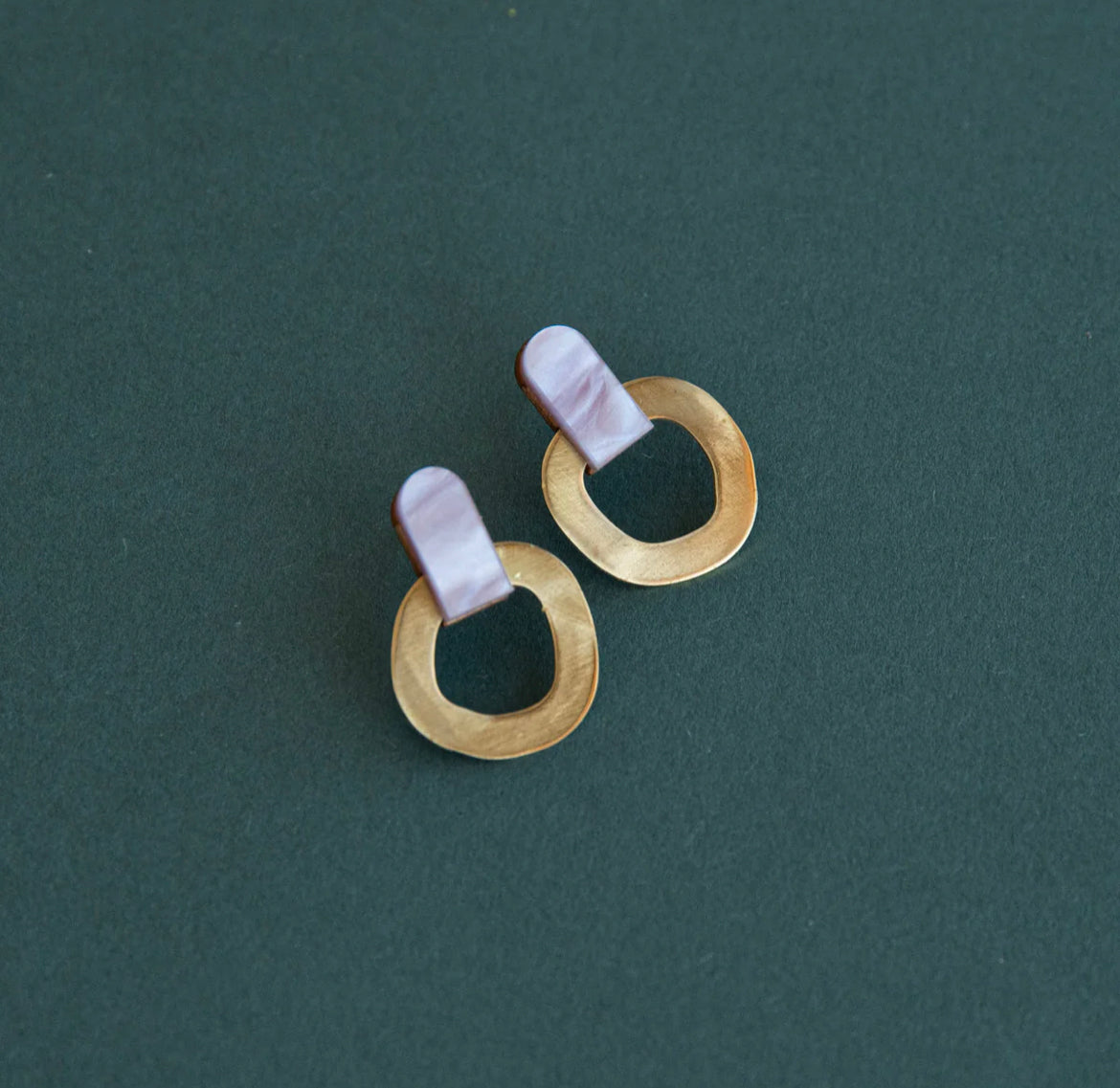 Around Brass Stud Earrings in Lilac - The Bristol Artisan Handmade Sustainable Gifts and Homewares.