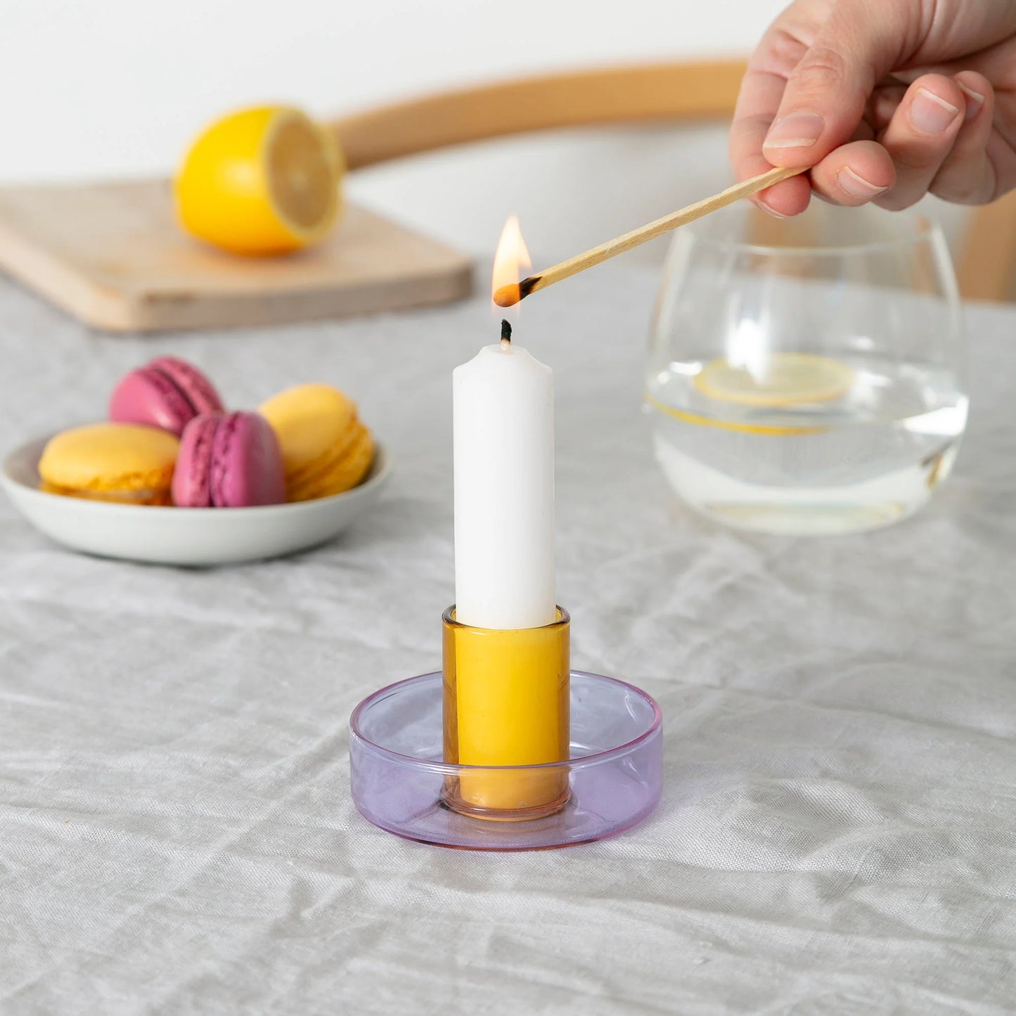 Duo Tone Candle Holder - Lilac & Peach - THE BRISTOL ARTISAN