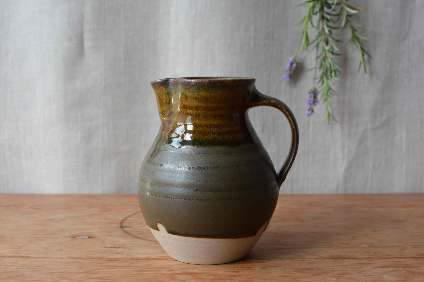 Dark Brown / Gold Dolomite Glaze Table Jug by Lucy Turner