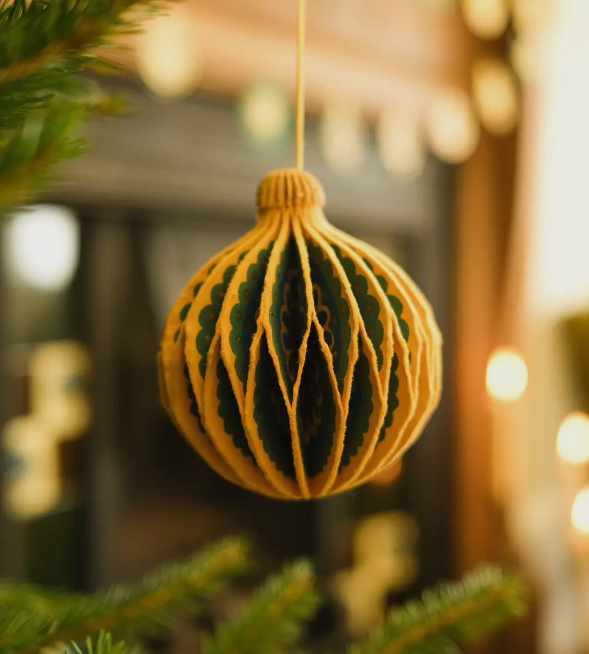 Yellow Honeycomb Bauble Decoration - THE BRISTOL ARTISAN