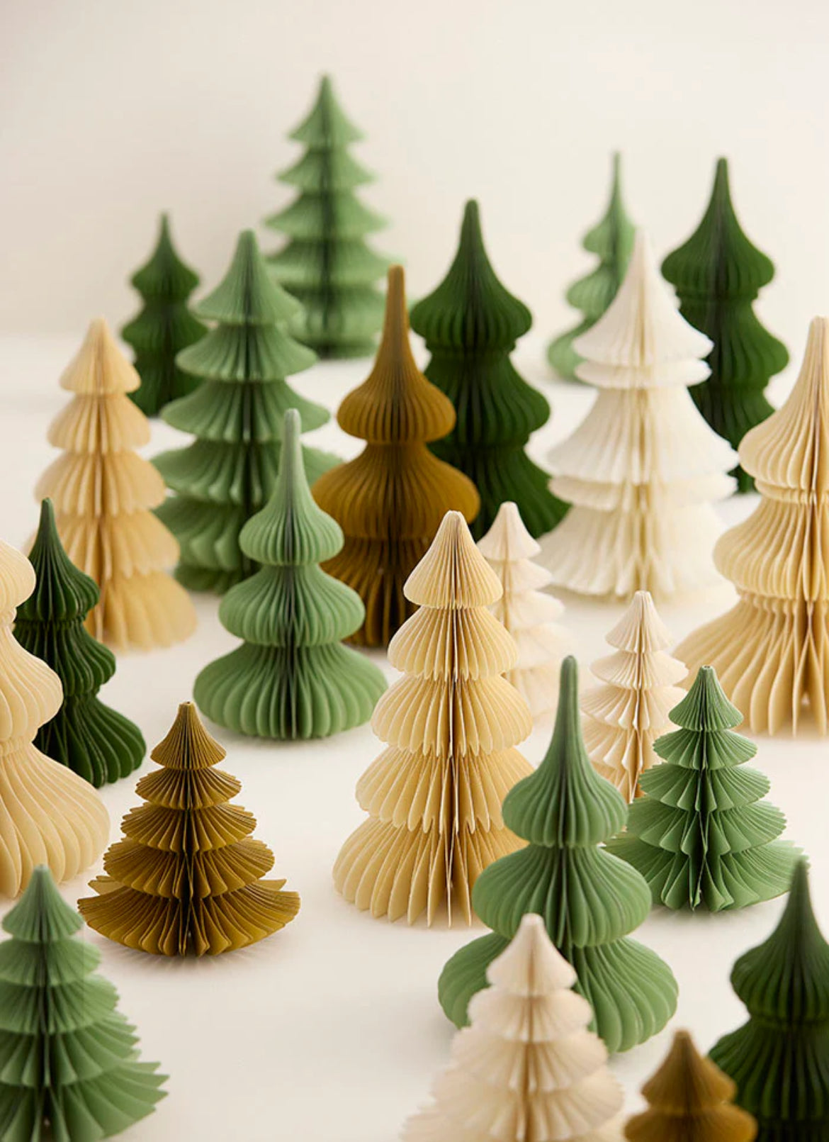 Honeycomb paper tree decoration - ochre - THE BRISTOL ARTISAN