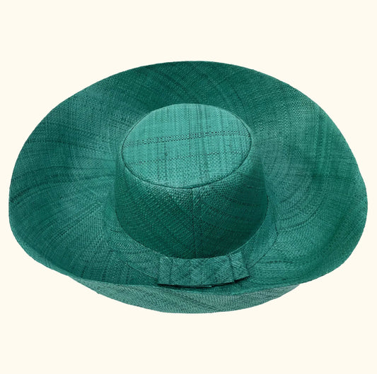 Large Raffia Summer Hat - Emerald Green - THE BRISTOL ARTISAN