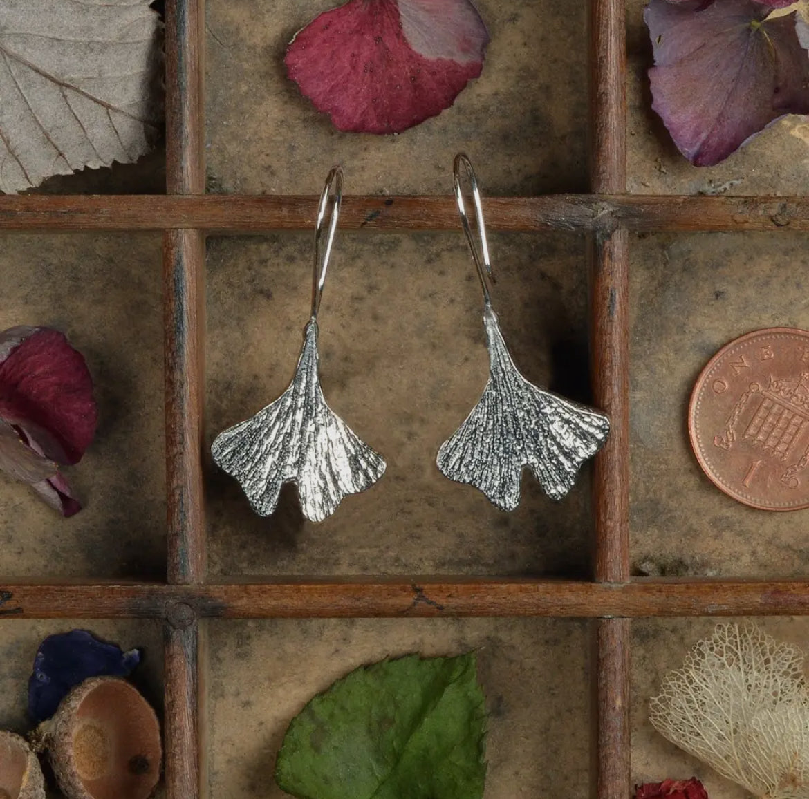 Ginkgo Leaf Drop Earrings - THE BRISTOL ARTISAN