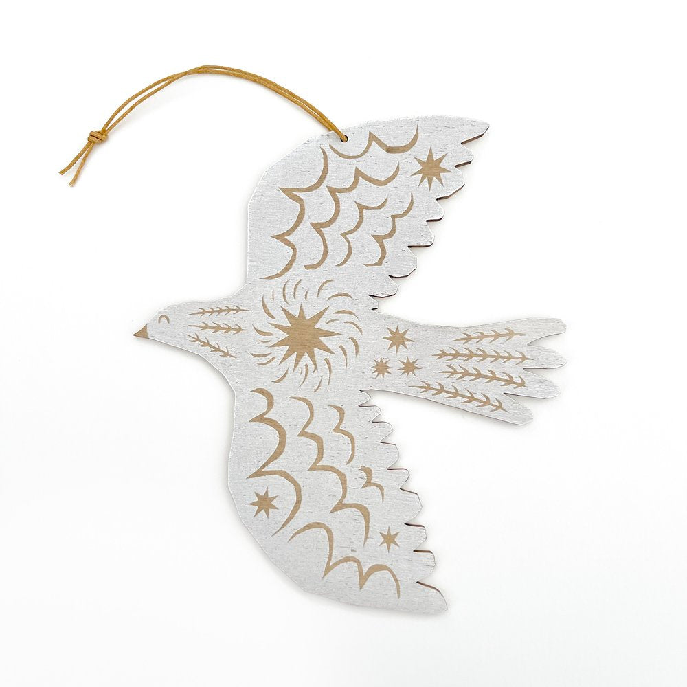 Screenprinted Wooden Decoration - Winter Bird - THE BRISTOL ARTISAN