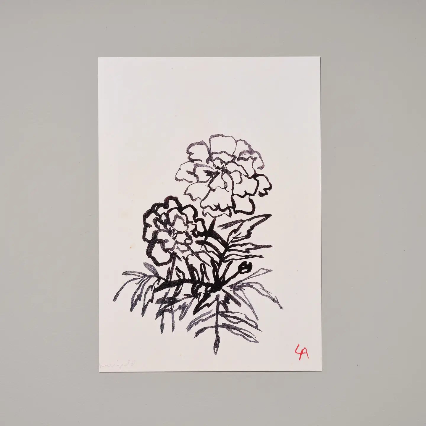 Marigold with Two Flowers A4 Print - THE BRISTOL ARTISAN
