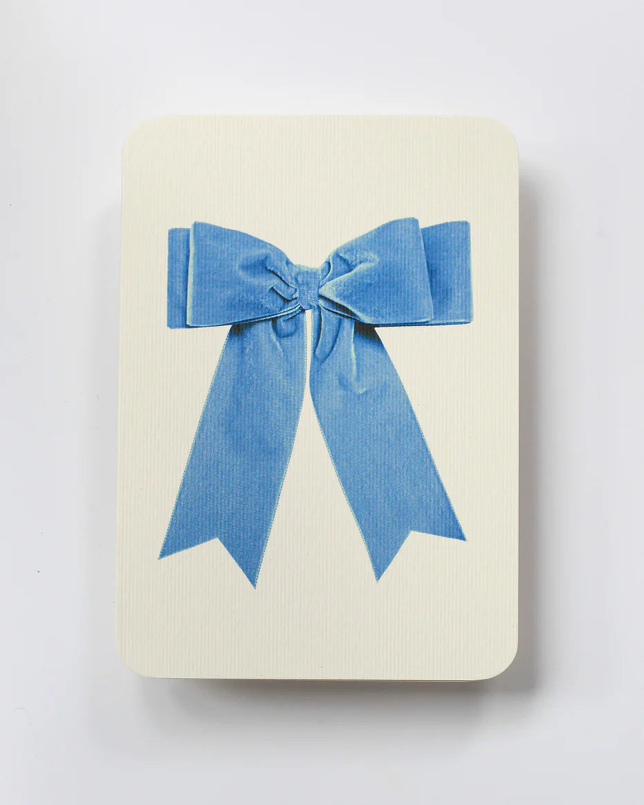 Baby Blue Velvet Bow Greeting Card - THE BRISTOL ARTISAN