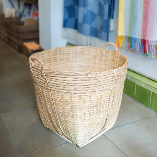 Sale - Large Bamboo storage basket with handles - THE BRISTOL ARTISAN