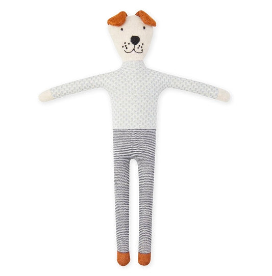 Cotton knit stuffed dog soft toy - Aqua - THE BRISTOL ARTISAN