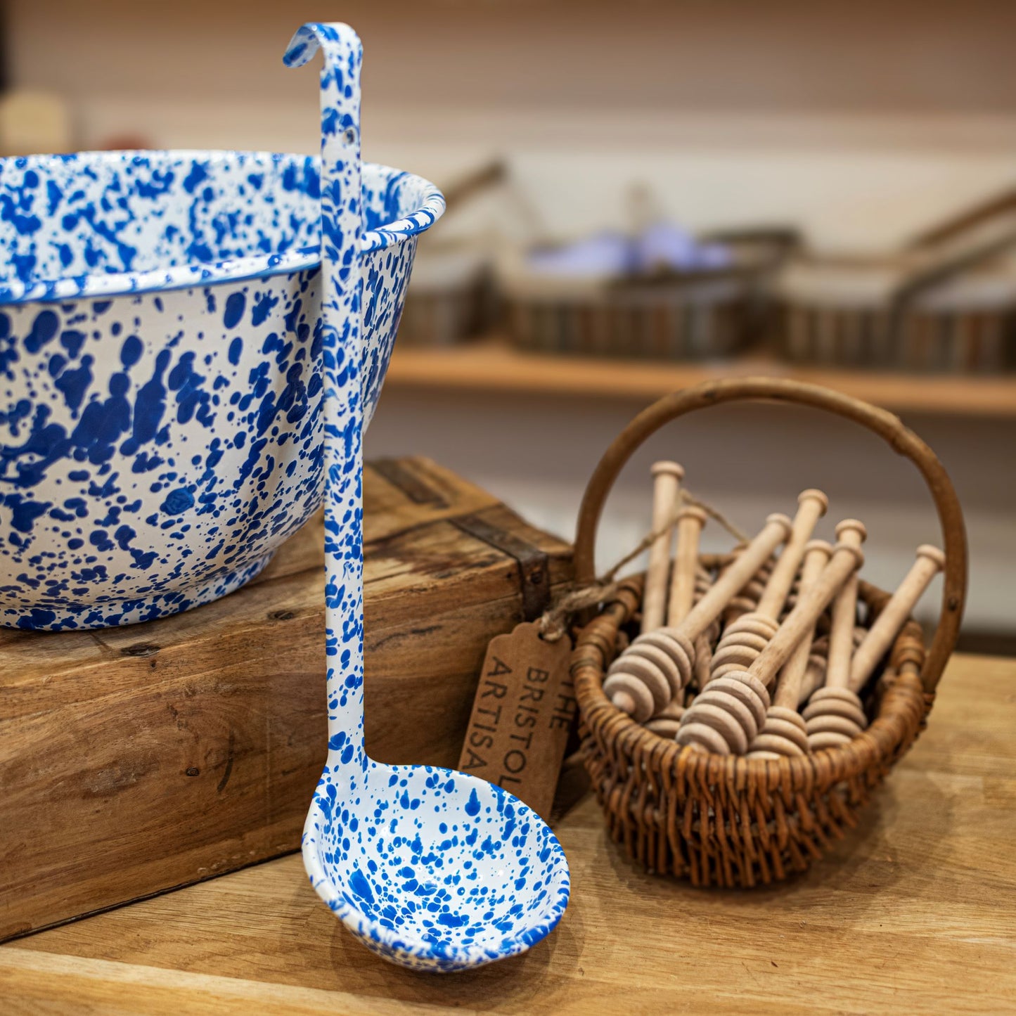 Blue Splatter Enamel Ladle - THE BRISTOL ARTISAN