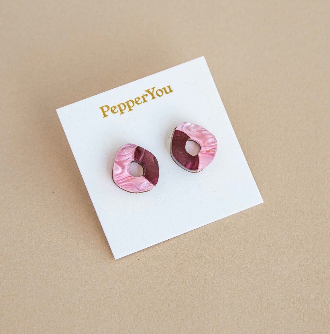 'Oh' Stud Earrings in Berry & Pink - THE BRISTOL ARTISAN