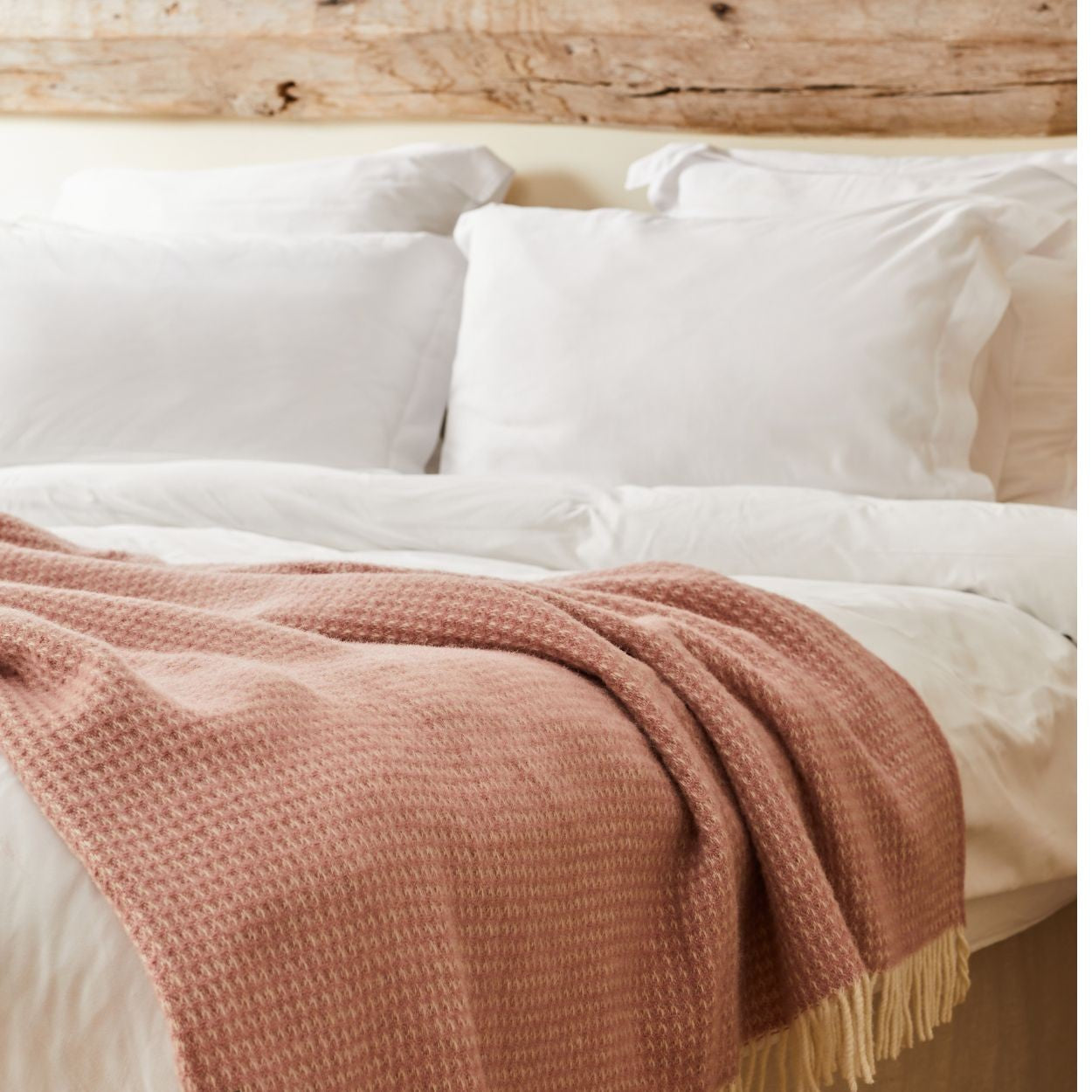 Dusky Pink Waffle Large Blanket - THE BRISTOL ARTISAN