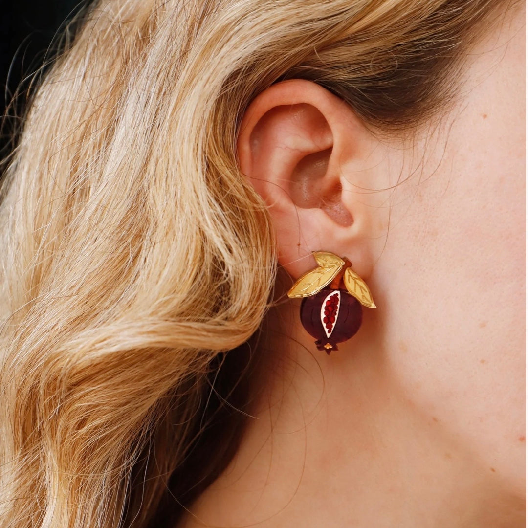 Mini Pomegranate Studs by Wolf & Moon - The Bristol Artisan Handmade Sustainable Gifts and Homewares.