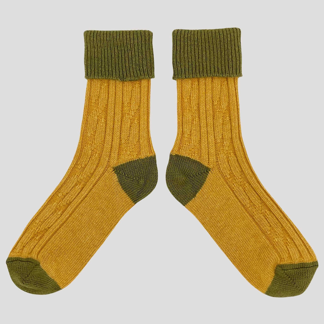 Cashmere Blend Slouch Socks - Gold & Green - UK 4-7 - THE BRISTOL ARTISAN