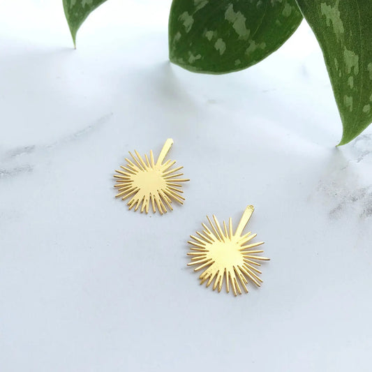 Gold Palm Leaf Stud Earrings - THE BRISTOL ARTISAN