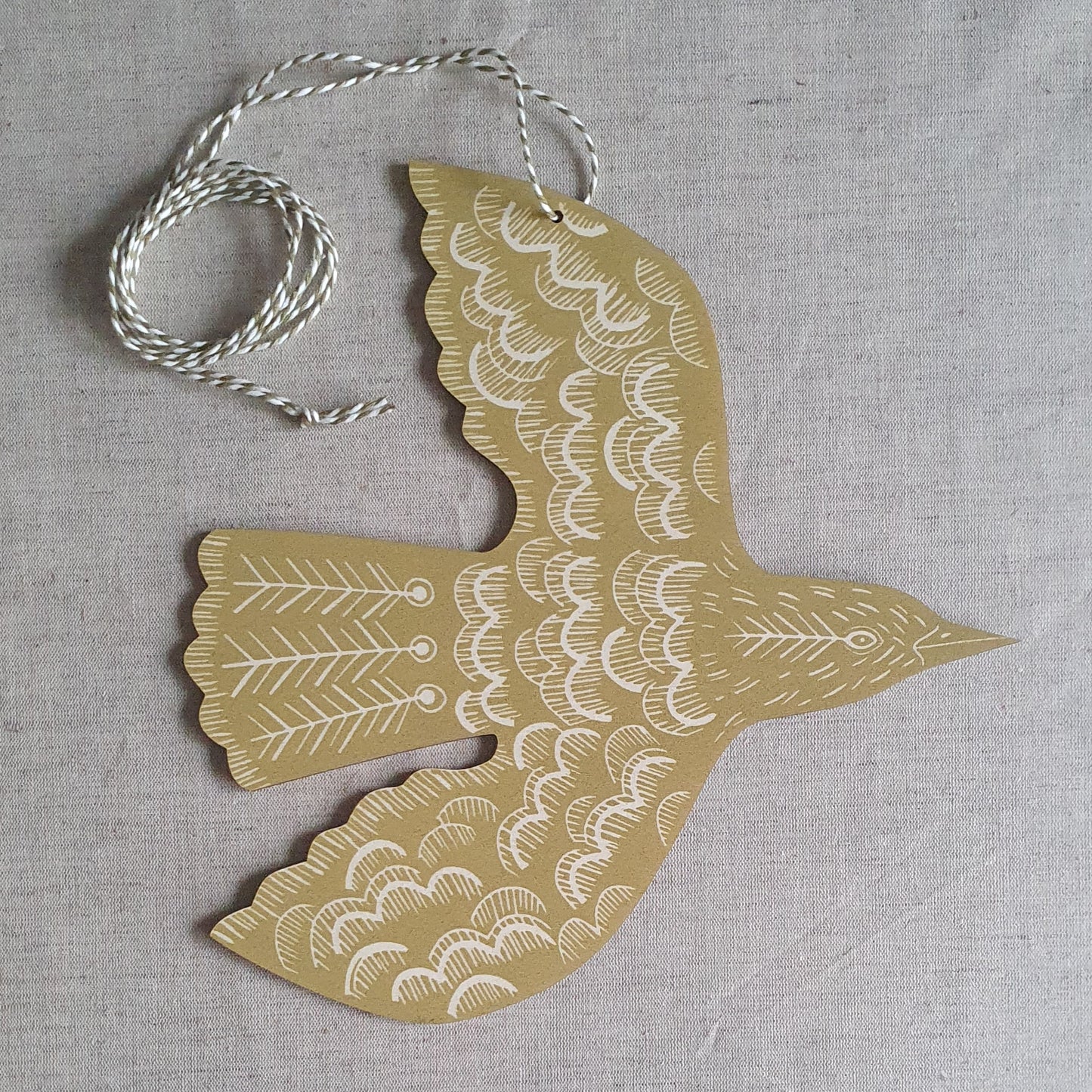 Hanging linocut blackbird- yellow - THE BRISTOL ARTISAN