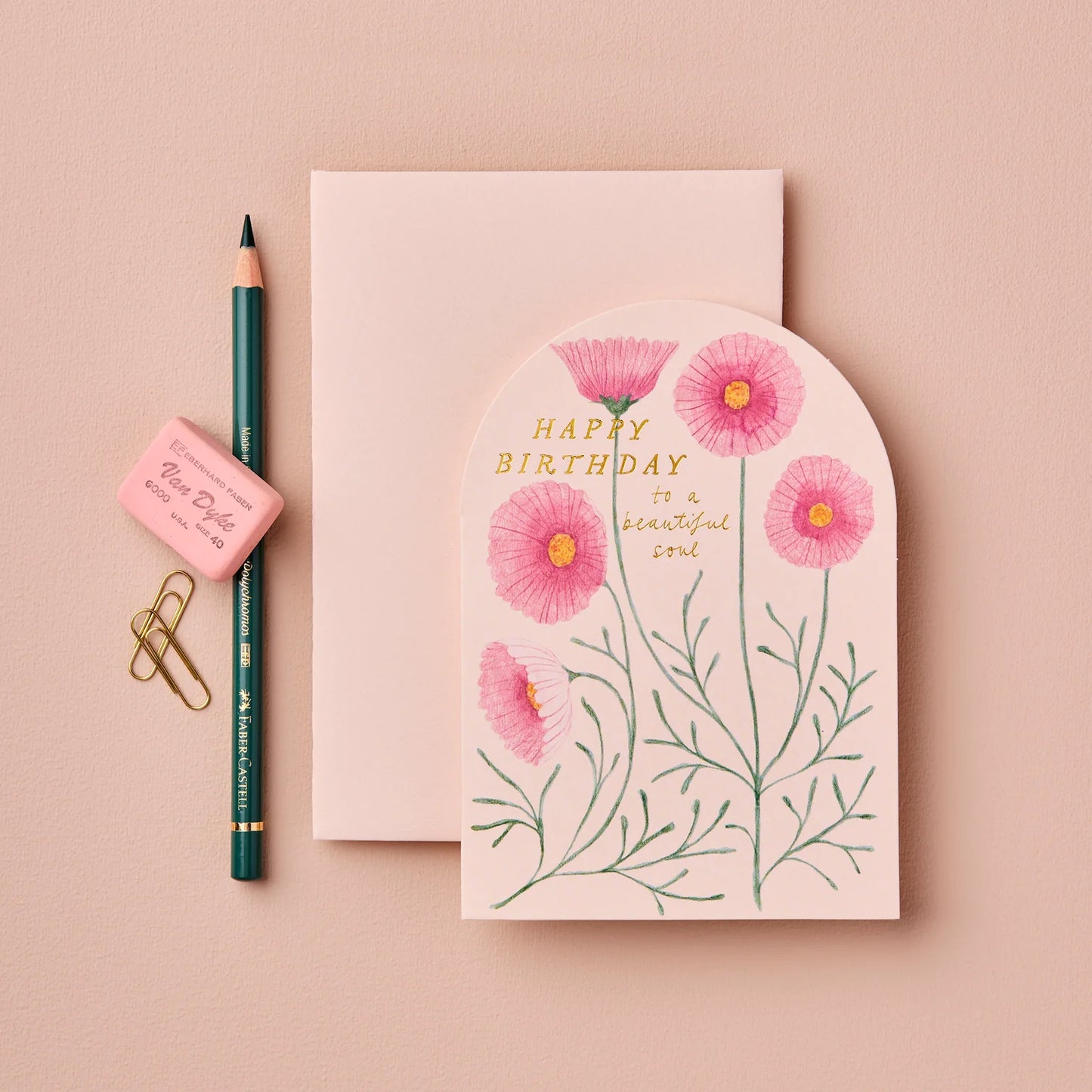 Pink Cosmos 'Happy Birthday' Card