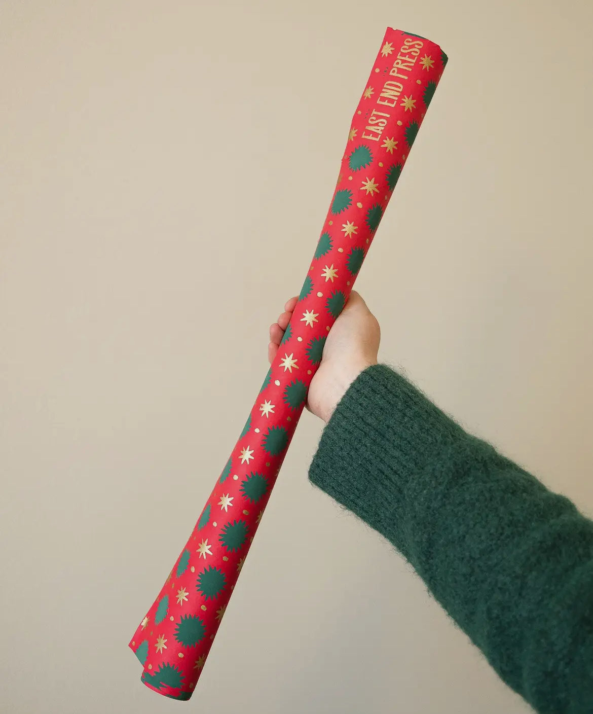 Ruby Stars Screen printed Christmas Gift Wrap - THE BRISTOL ARTISAN