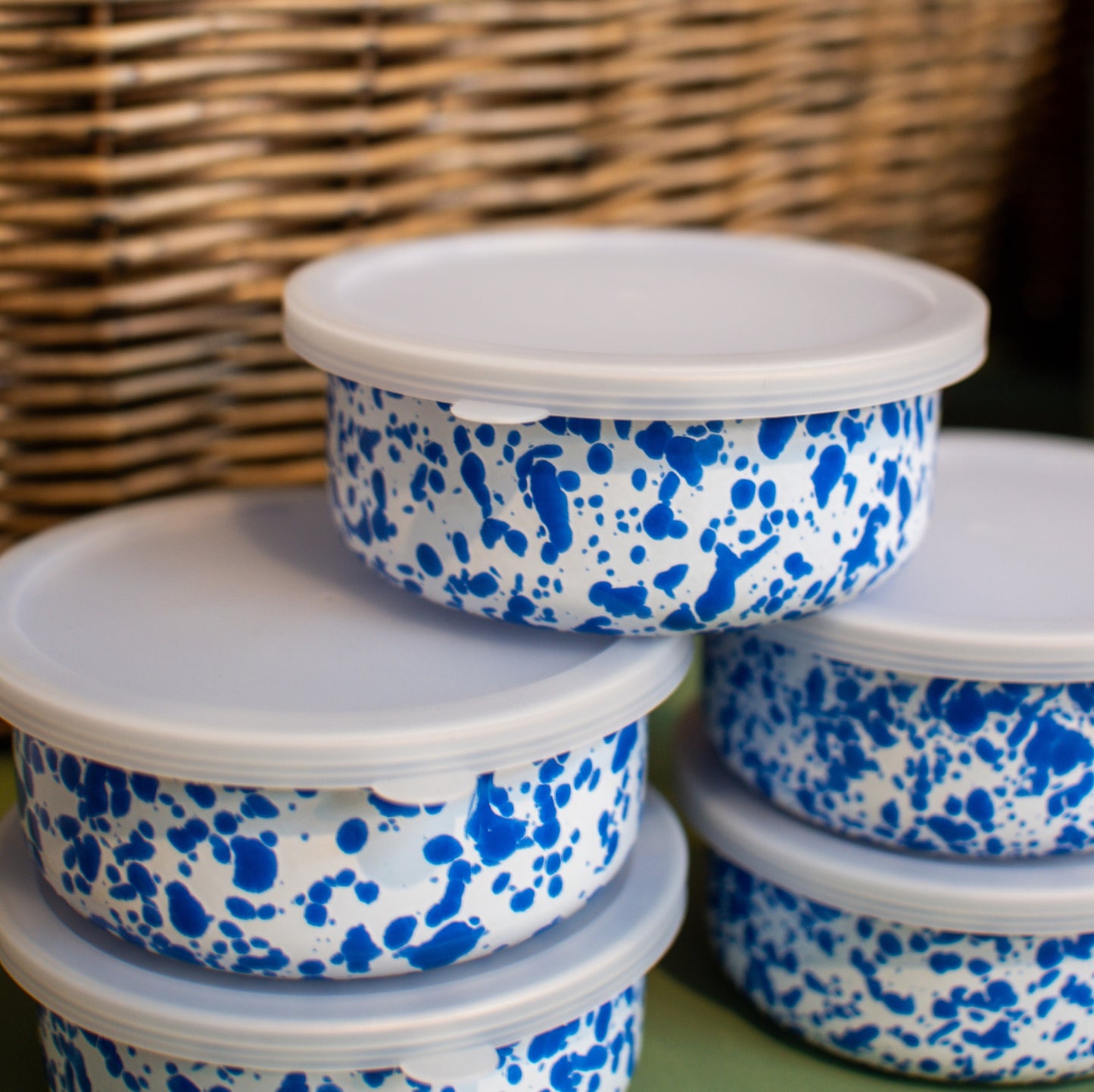Blue Splatter Enamel Storage Box - THE BRISTOL ARTISAN