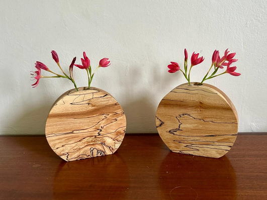Spalted beech vase with glass insert