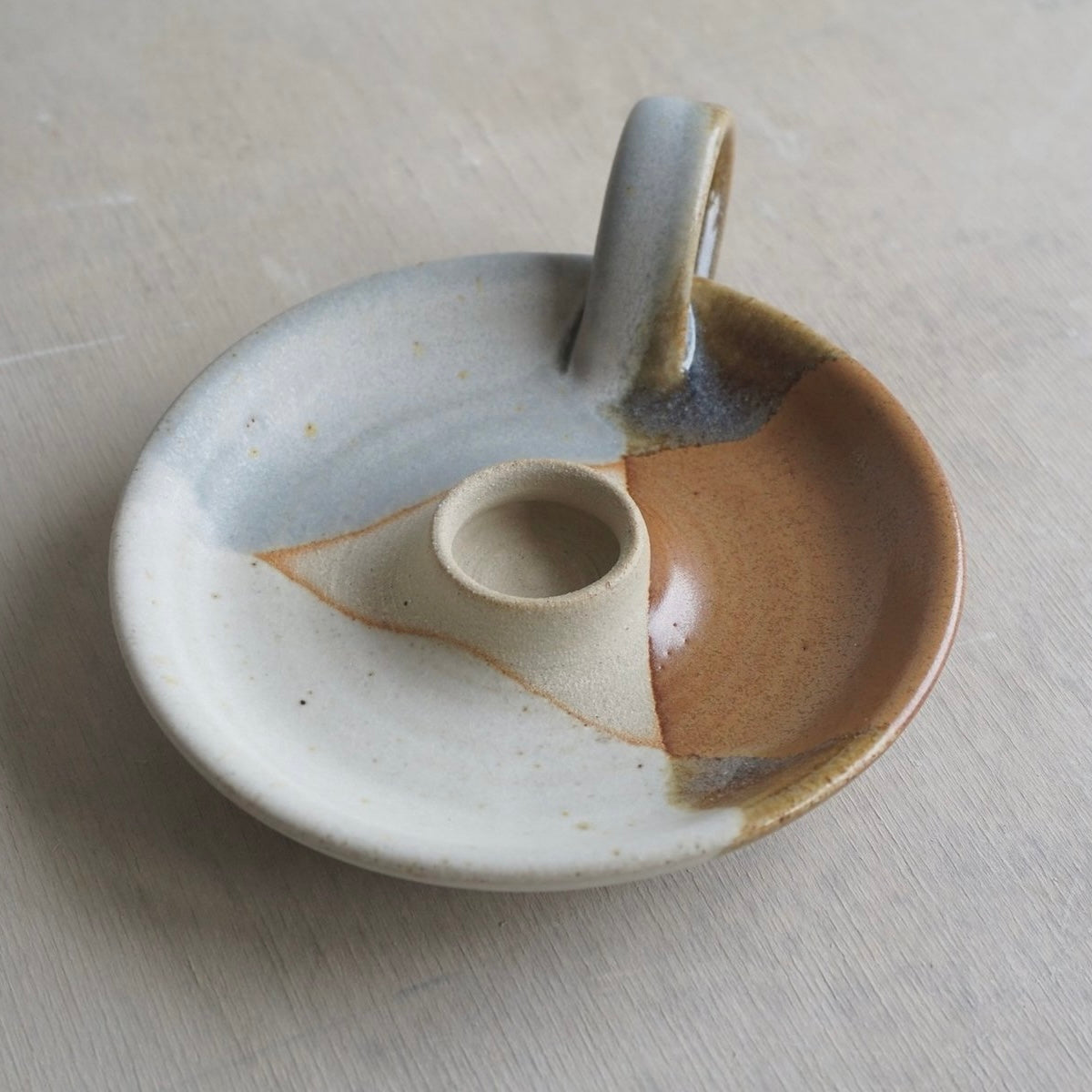 ‘Bristol’ Trio Glaze Candlestick Holder - Rust/Grey by Liz Vidal - THE BRISTOL ARTISAN