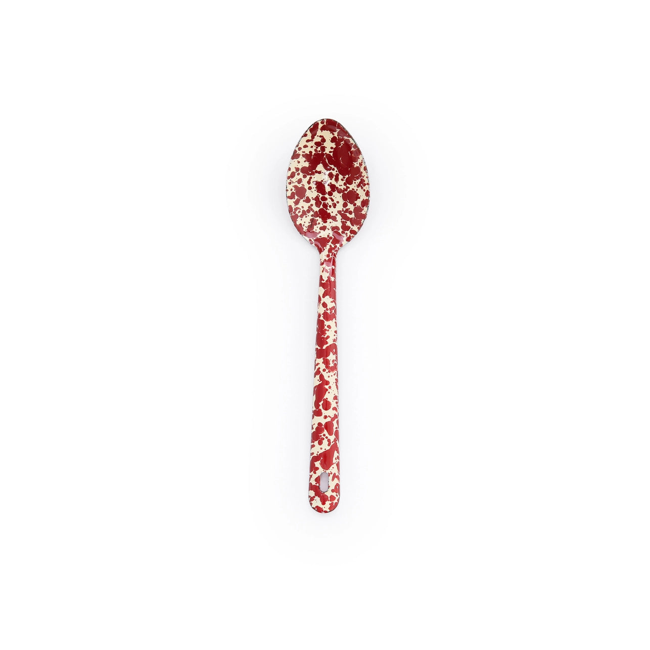 Burgundy Splatterware Enamel Large Serving Spoon - THE BRISTOL ARTISAN