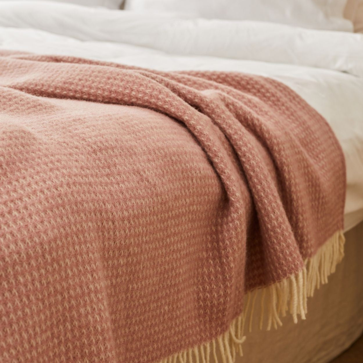 Dusky Pink Waffle Large Blanket - THE BRISTOL ARTISAN