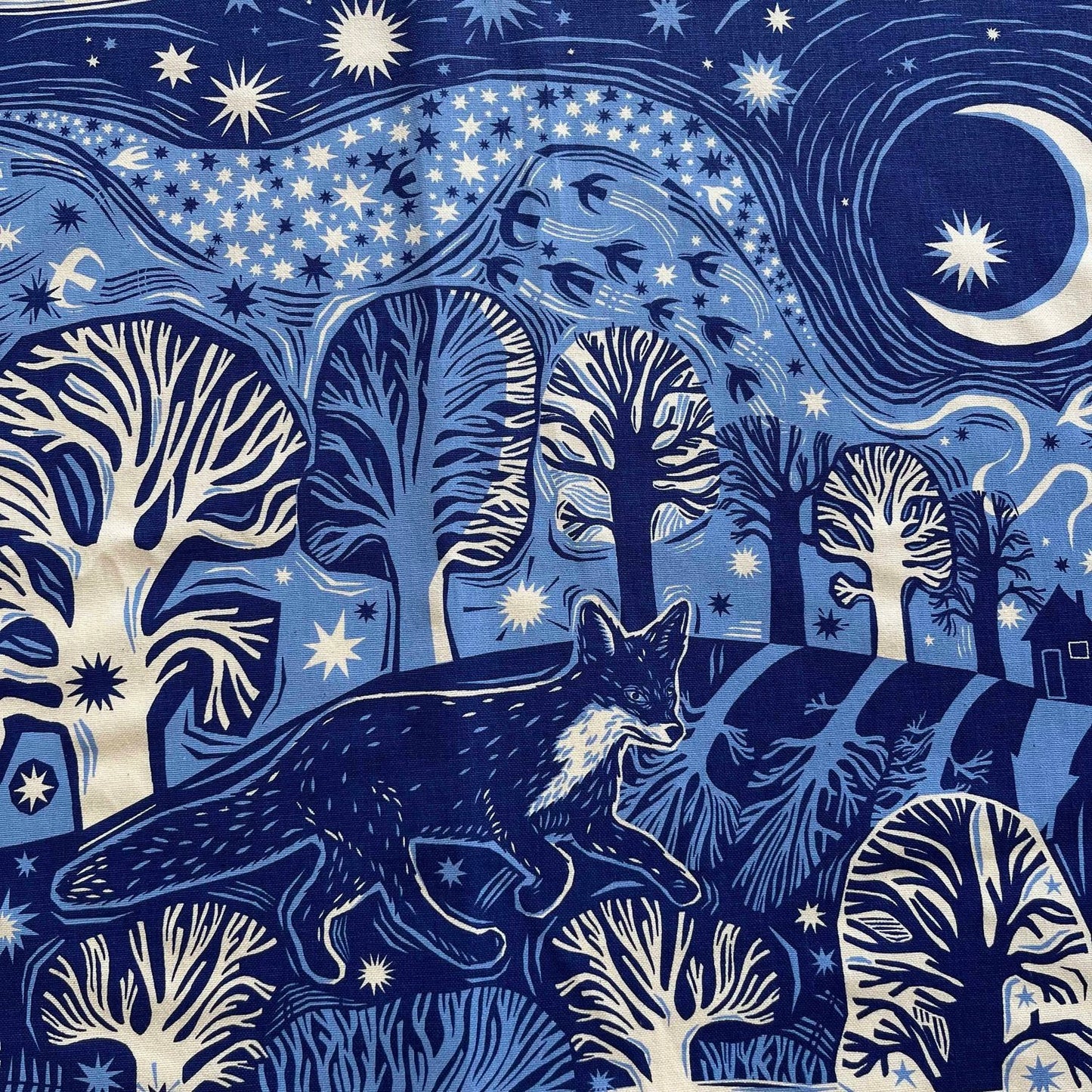 Midnight fox cotton Tea Towel - THE BRISTOL ARTISAN