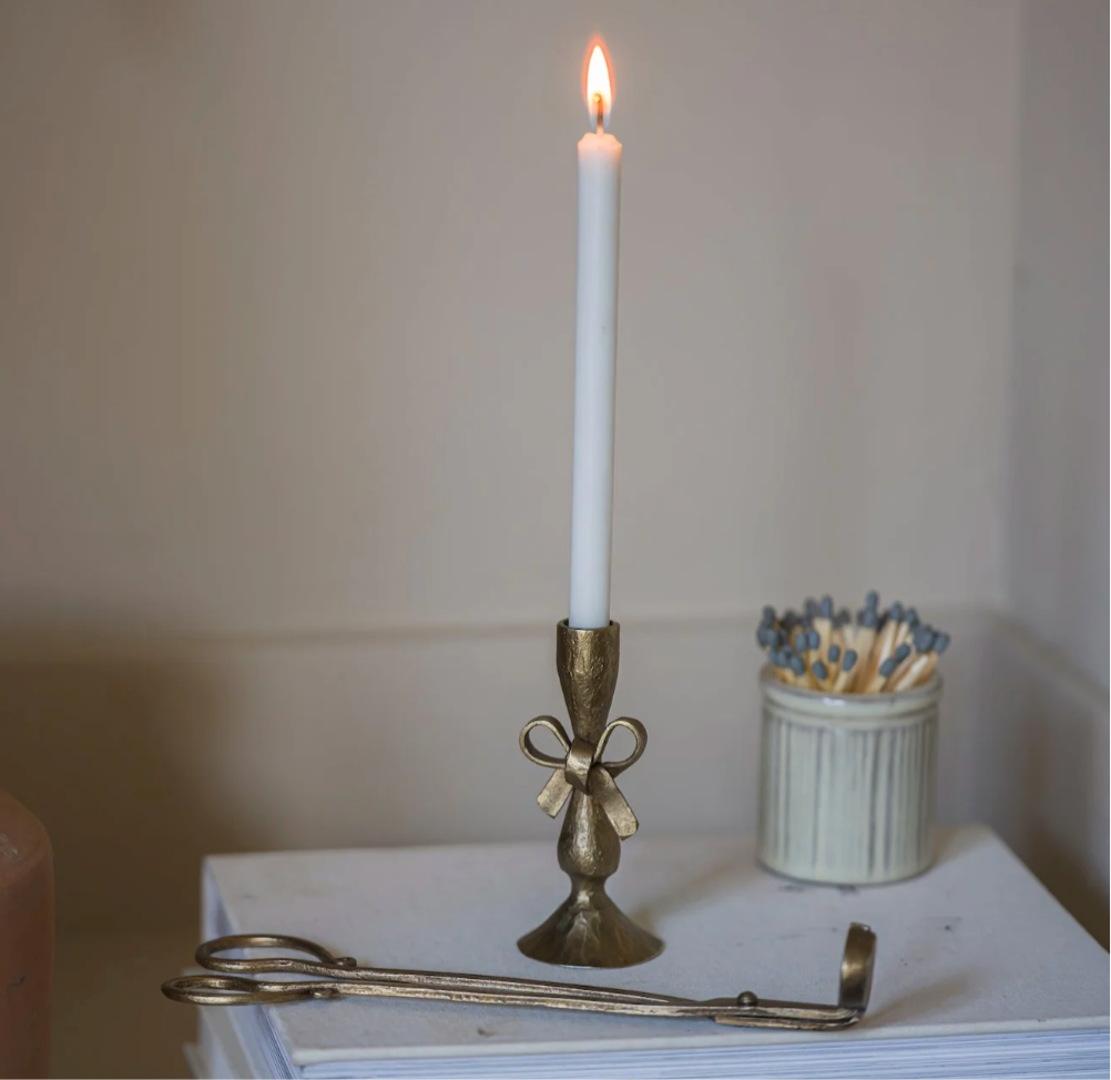 Antique Brass Bow Candle Holder - THE BRISTOL ARTISAN