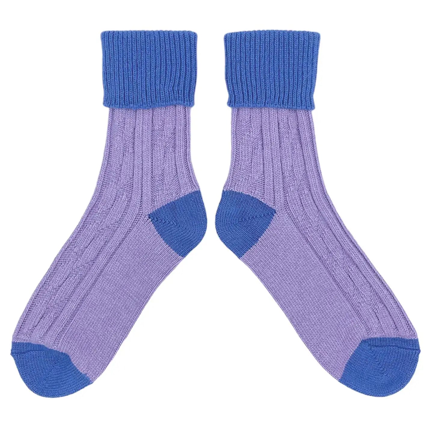 Cashmere Blend Slouch Socks - Lilac & Blue - UK 4-7 - THE BRISTOL ARTISAN