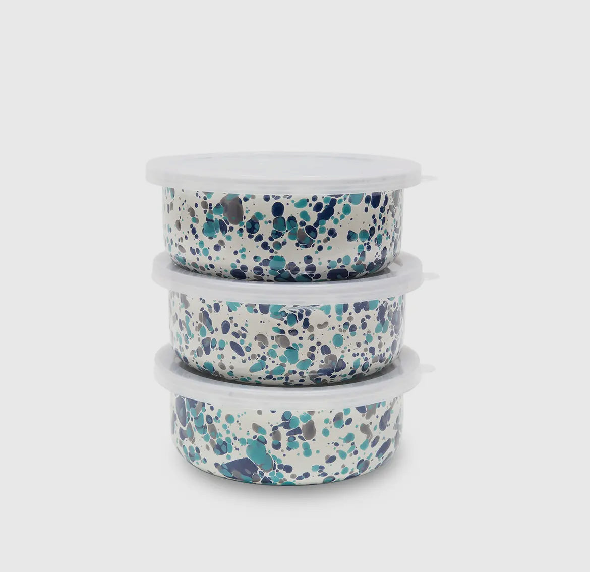 Turquoise Splatter enamel storage box - THE BRISTOL ARTISAN