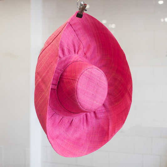 Large Raffia Summer Hat - Pink - THE BRISTOL ARTISAN