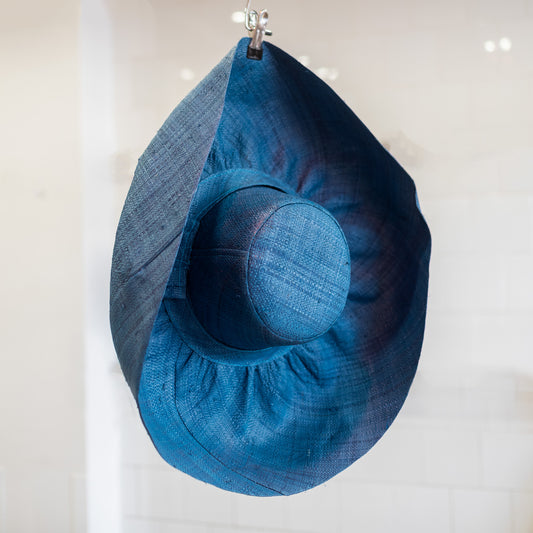 Large Raffia Summer Hat - Turquoise - THE BRISTOL ARTISAN
