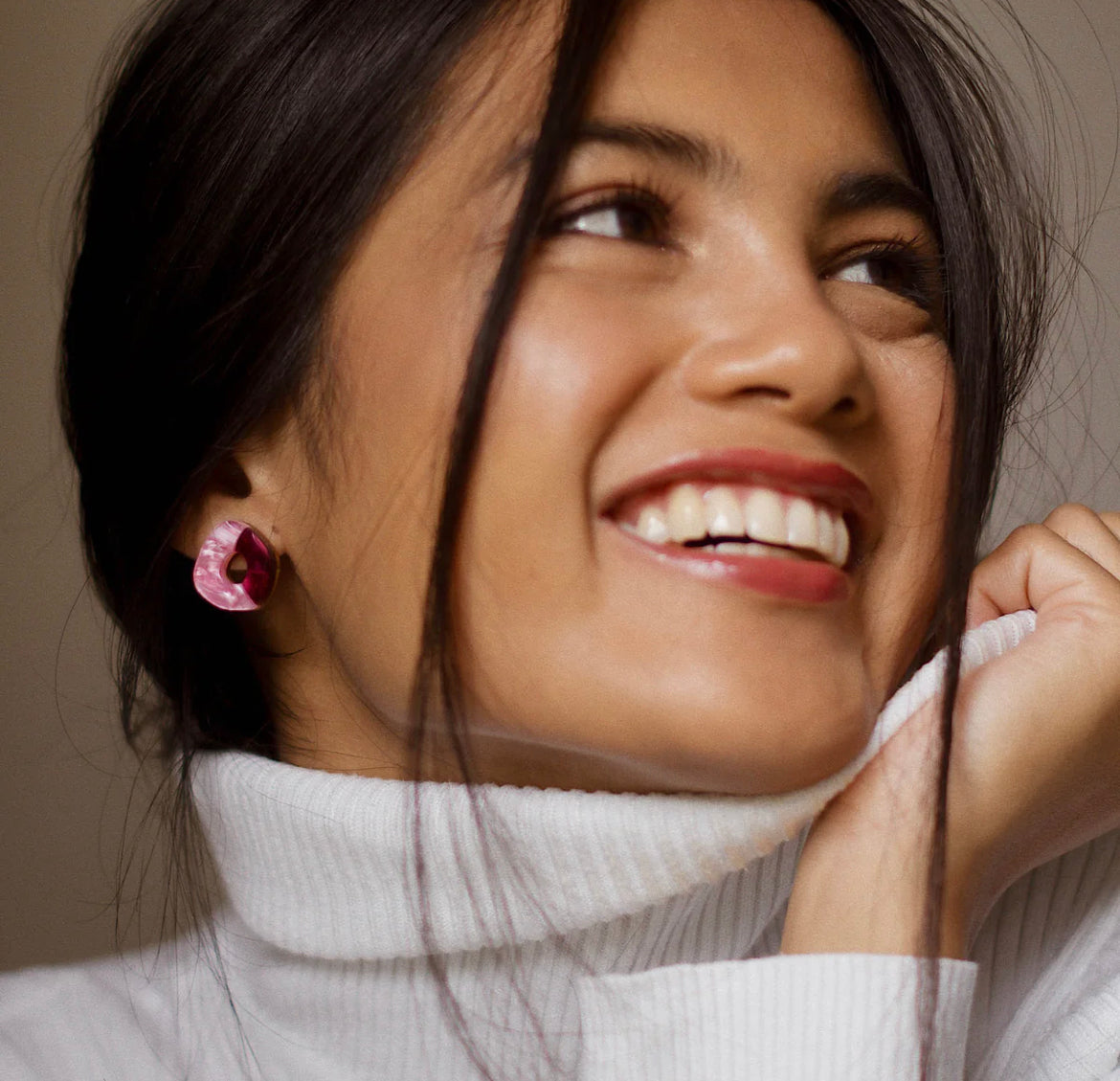 'Oh' Stud Earrings in Berry & Pink - THE BRISTOL ARTISAN