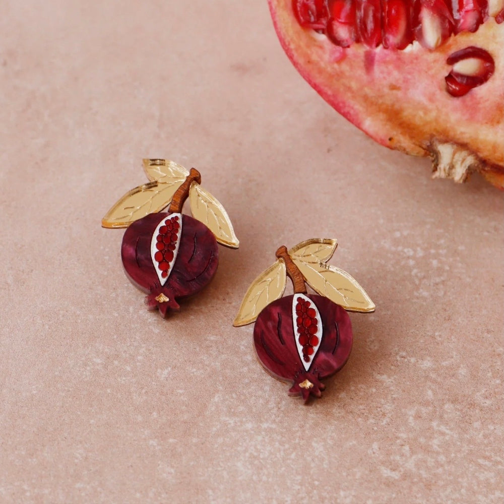 Mini Pomegranate Studs by Wolf & Moon - The Bristol Artisan Handmade Sustainable Gifts and Homewares.