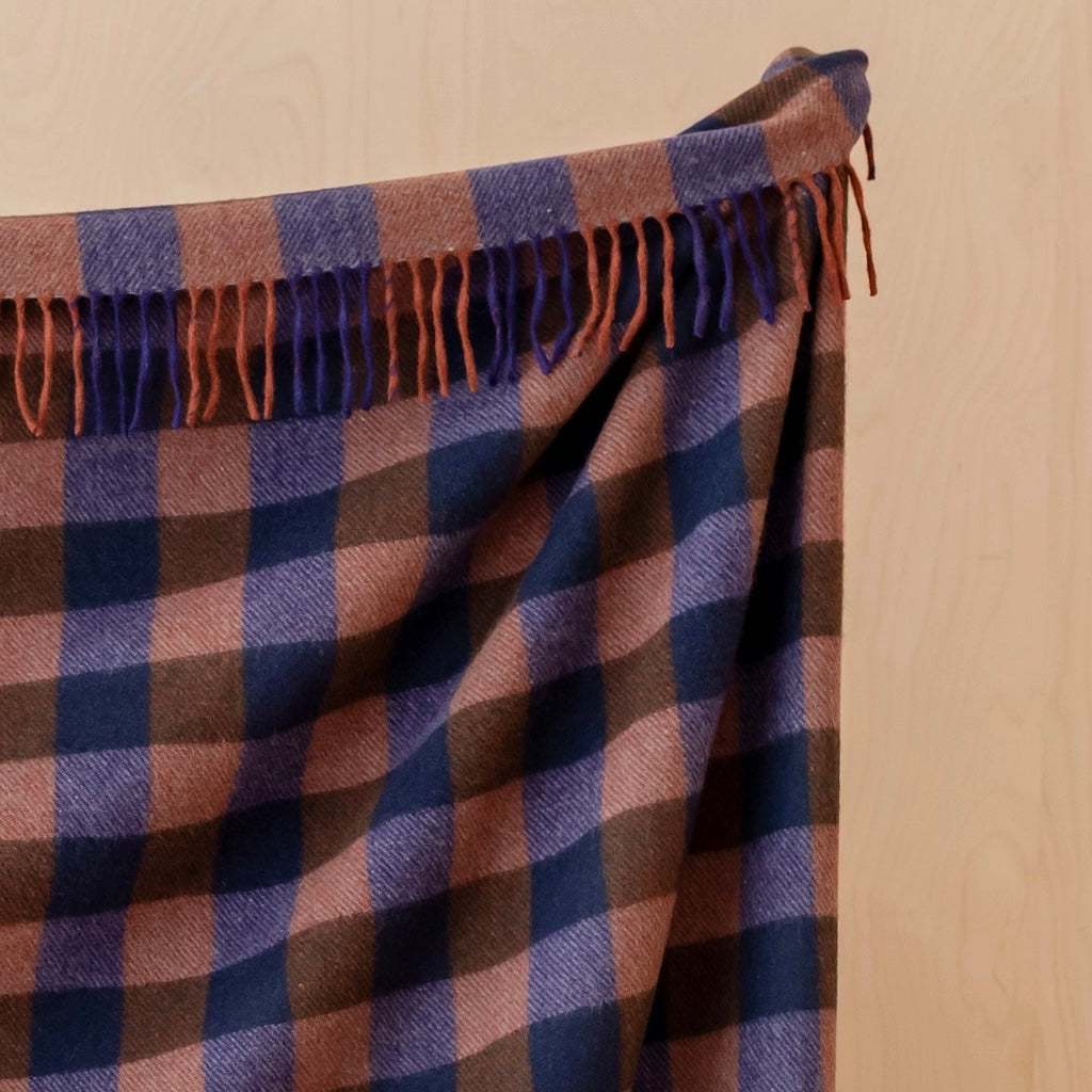 Recycled Wool Blanket in Midnight Gingham - THE BRISTOL ARTISAN
