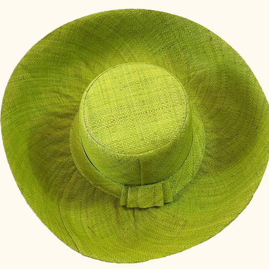 Large Raffia Summer Hat - Lime - THE BRISTOL ARTISAN