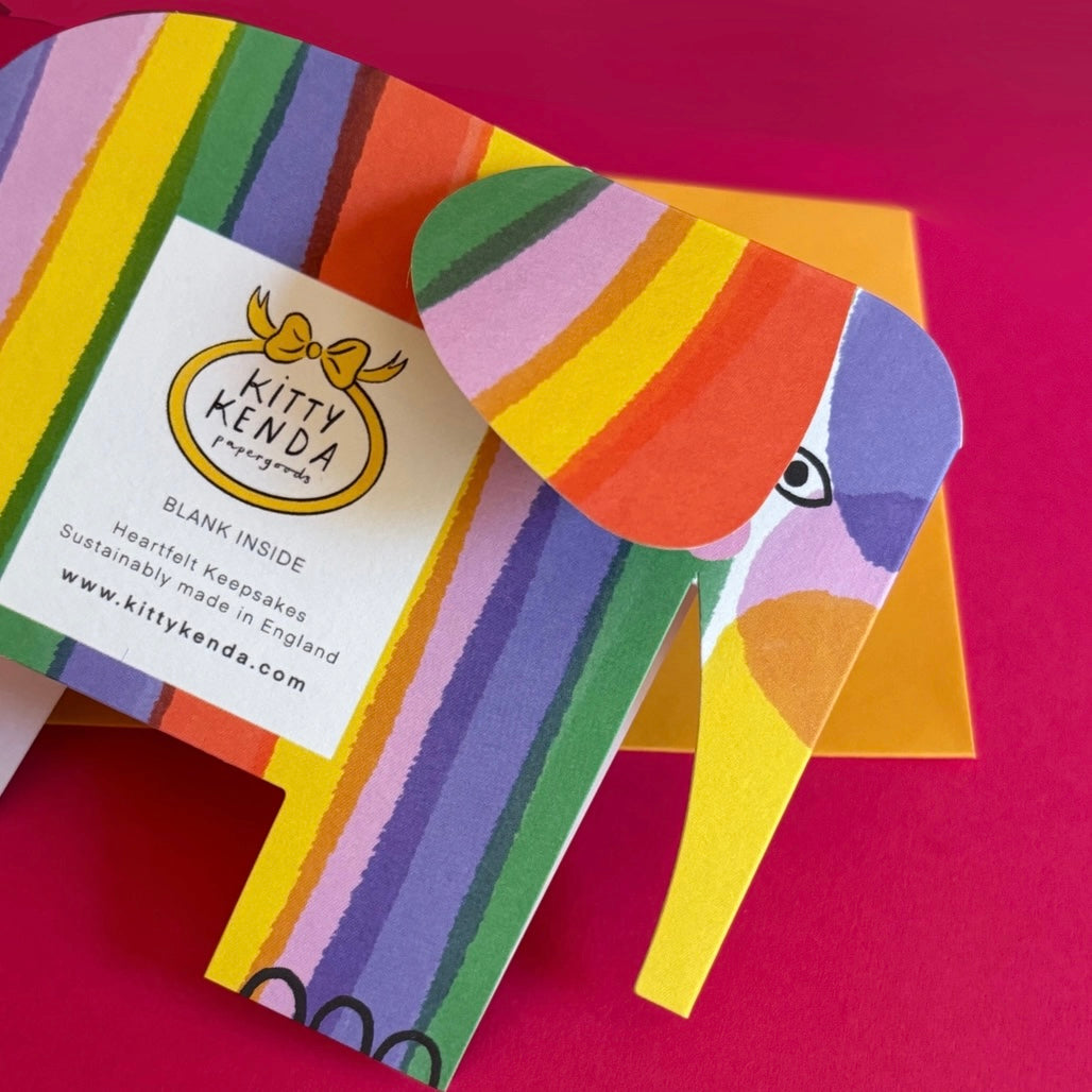 Striped Elephant Standing Card - THE BRISTOL ARTISAN