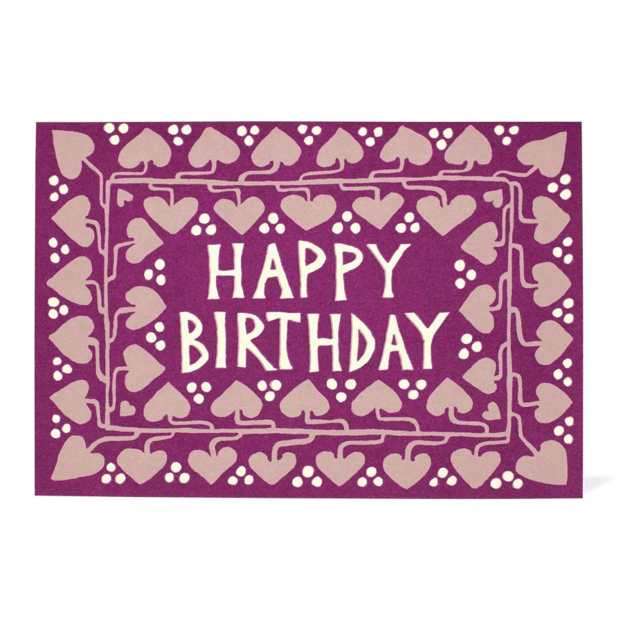 Happy Birthday Purple Hearts Card - THE BRISTOL ARTISAN