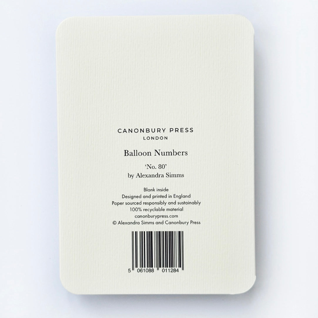 Birthday Balloon No. 80 Card - THE BRISTOL ARTISAN