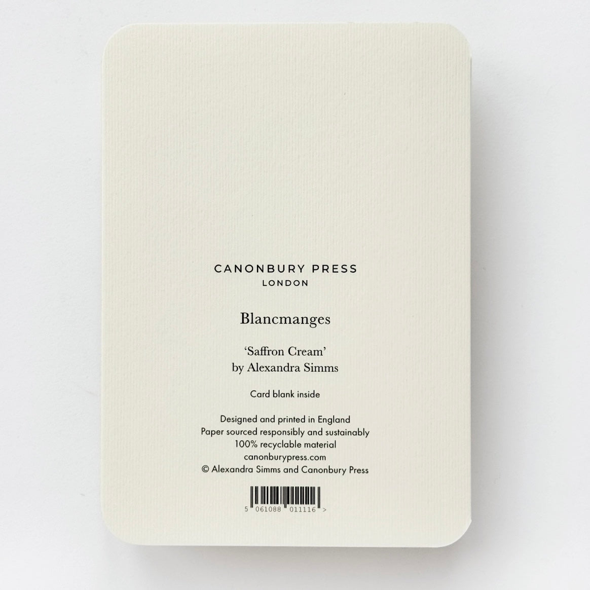 Saffron Cream Blancmange Card - THE BRISTOL ARTISAN