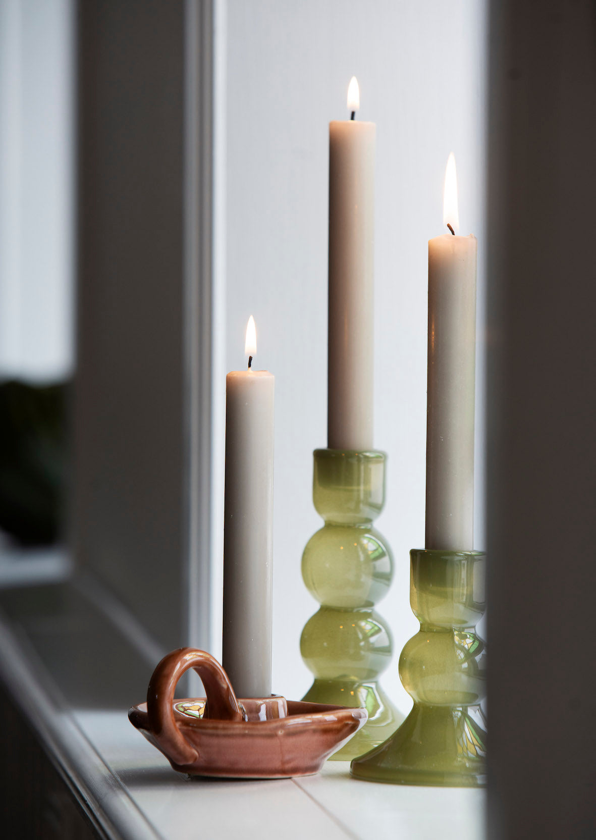 Glass Candleholder, Green - THE BRISTOL ARTISAN