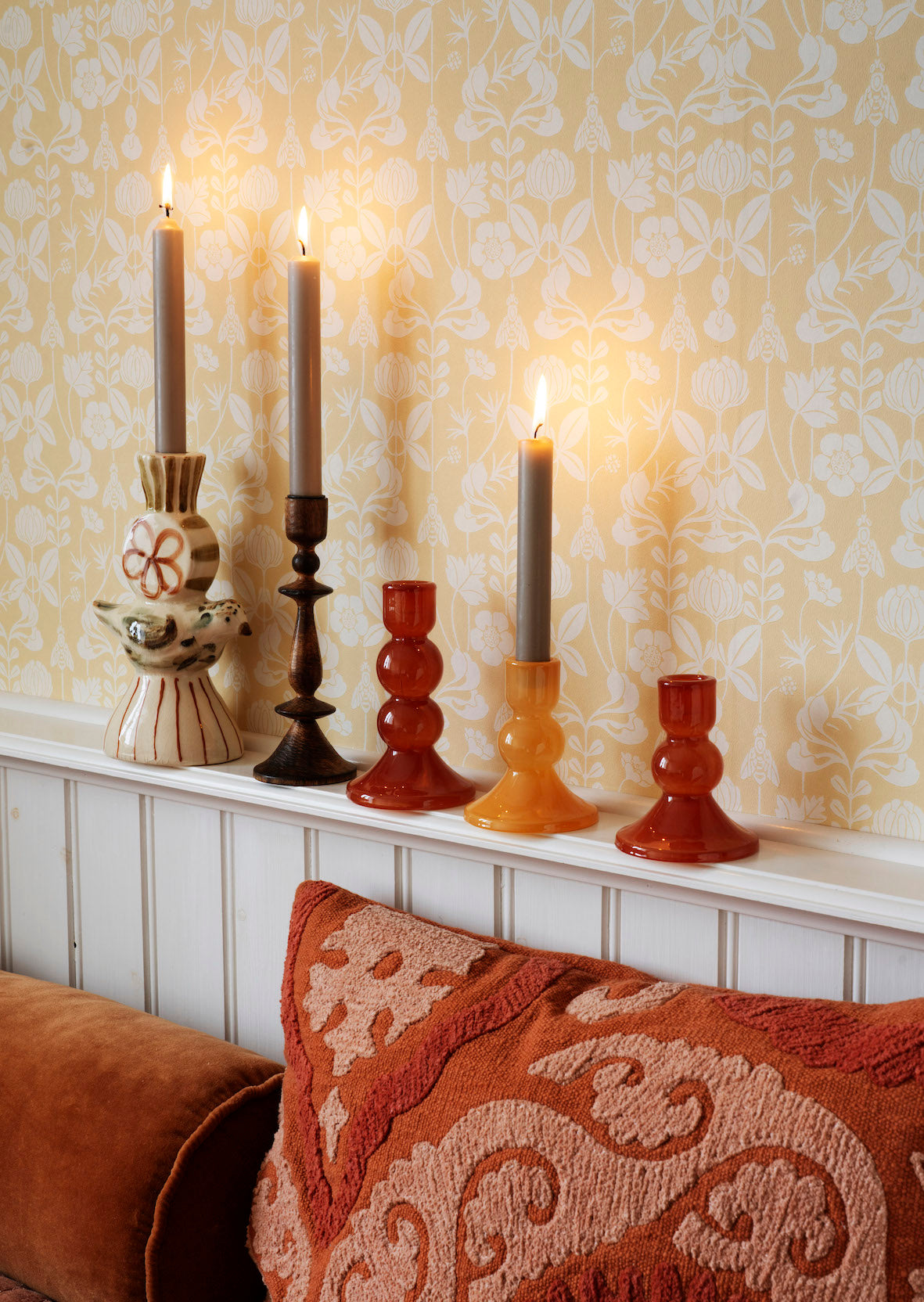 Glass Candleholder, Red - THE BRISTOL ARTISAN