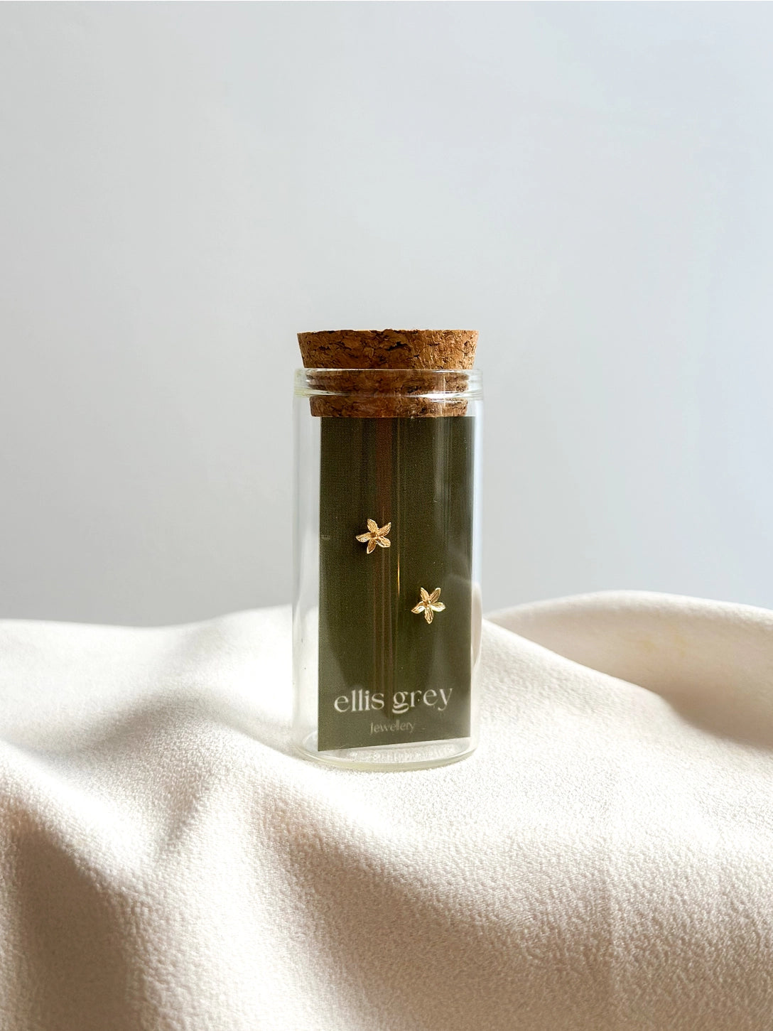 Glass Vial - 18k Gold Flower Stud Earrings - THE BRISTOL ARTISAN