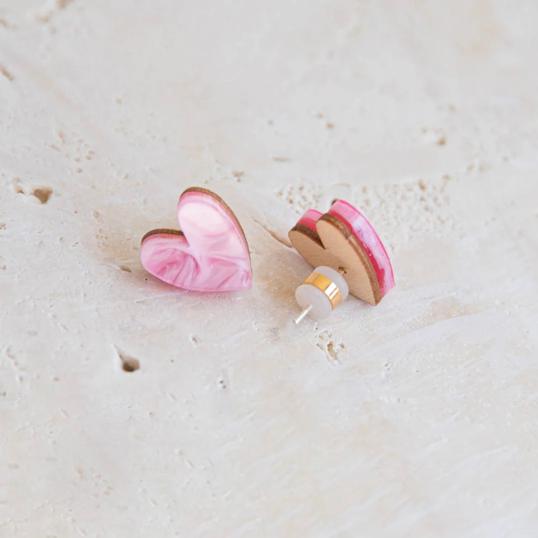 I Heart You Stud Earrings - Pink - THE BRISTOL ARTISAN