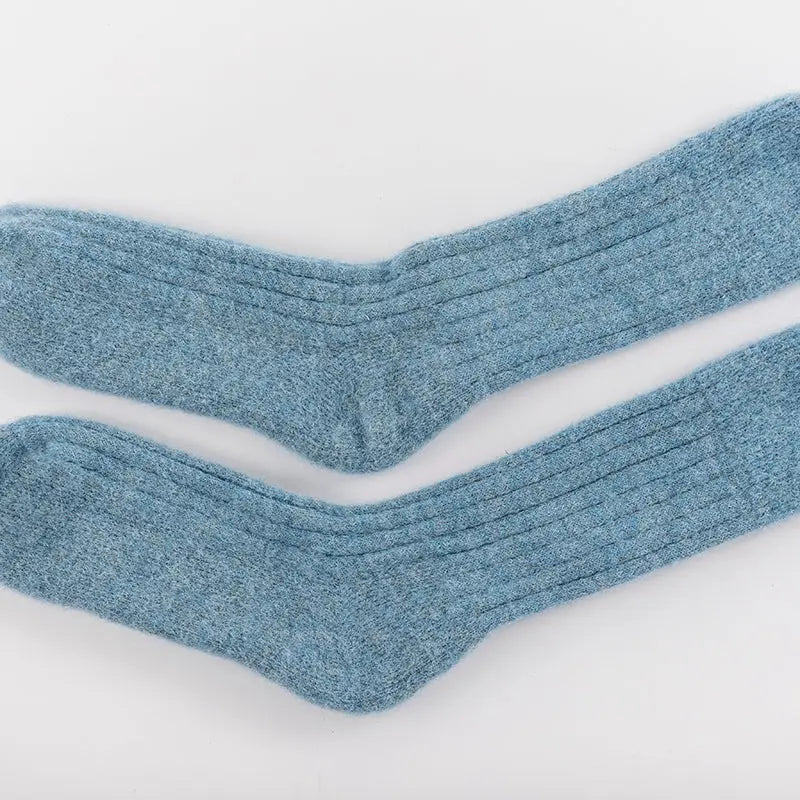 Ultra soft alpaca ribbed bed socks - blue - THE BRISTOL ARTISAN