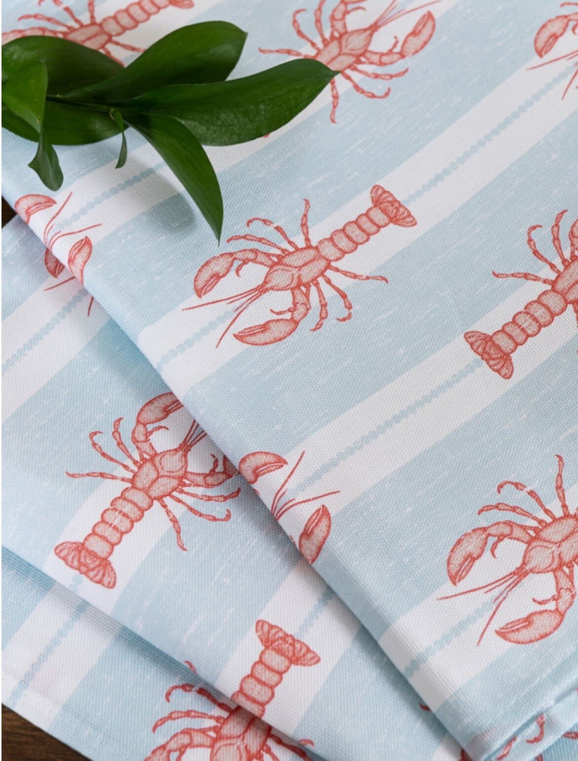 Blue Striped Lobster Tablecloth