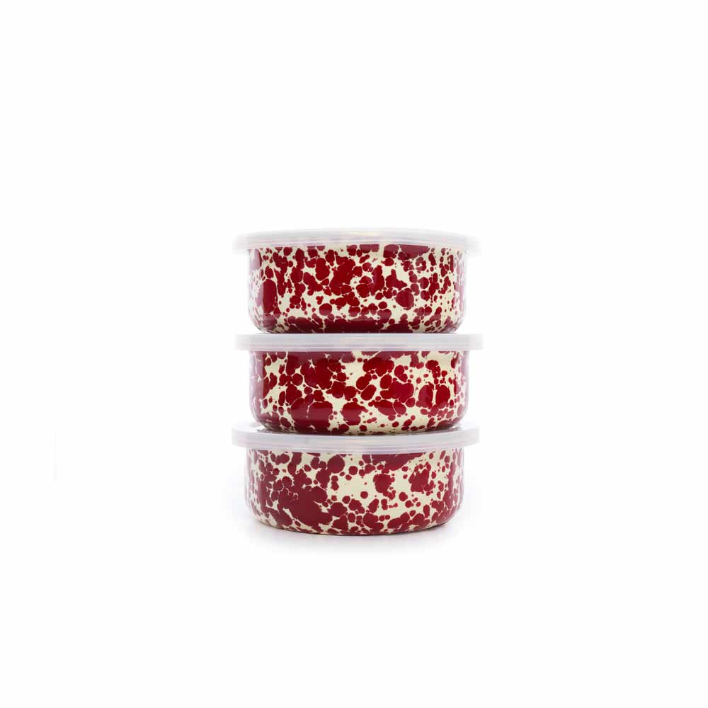 Burgundy Splatter Enamel Storage Box - THE BRISTOL ARTISAN